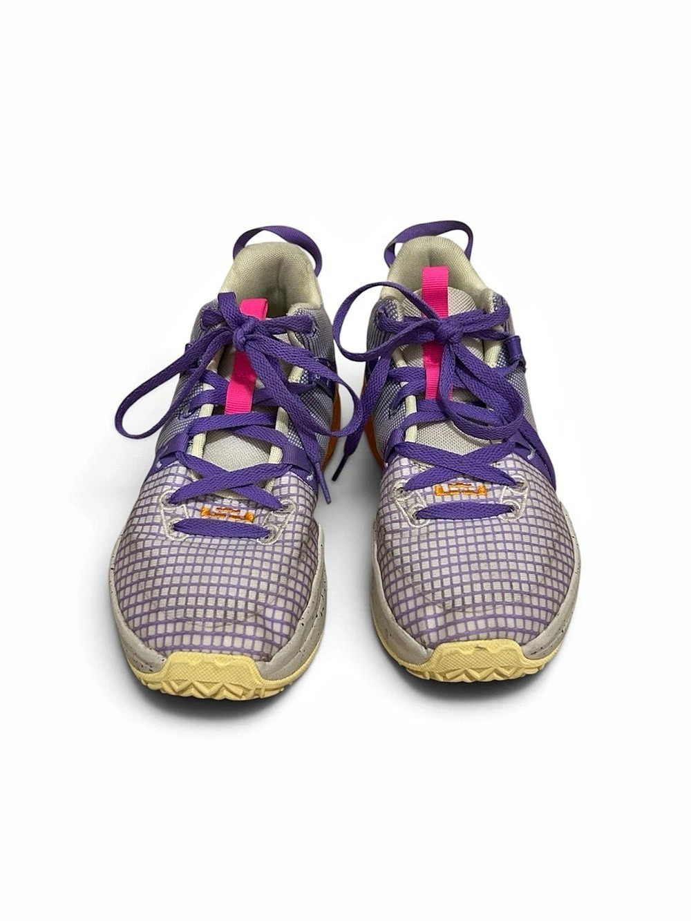 Nike LeBron Witness 7 Action Grape Vivid Orange Shoes Size 6Y